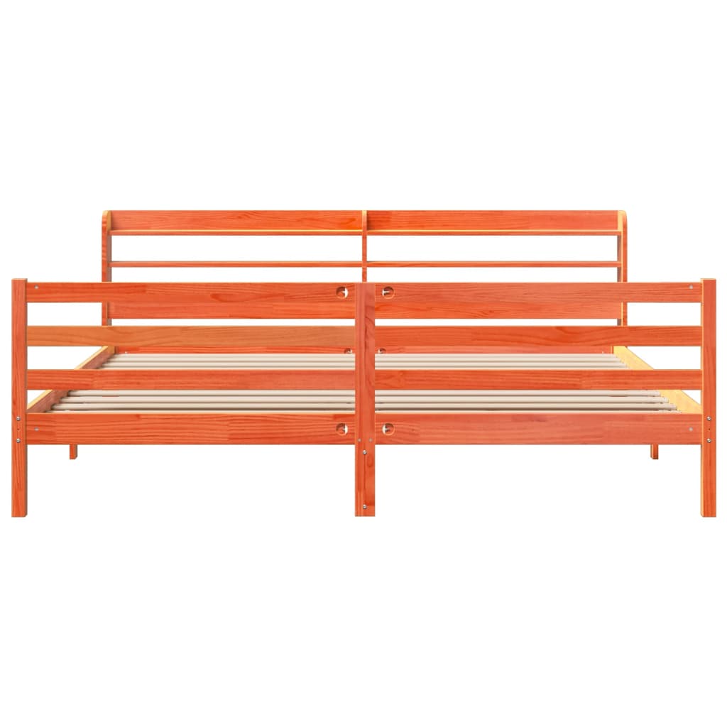 Bed Frame without Mattress Wax Brown 180x200 cm Super King Solid Wood Pine